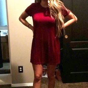 Socialite Dresses - Maroon t shirt dress Socialite Dresses - Maroon t shirt dress